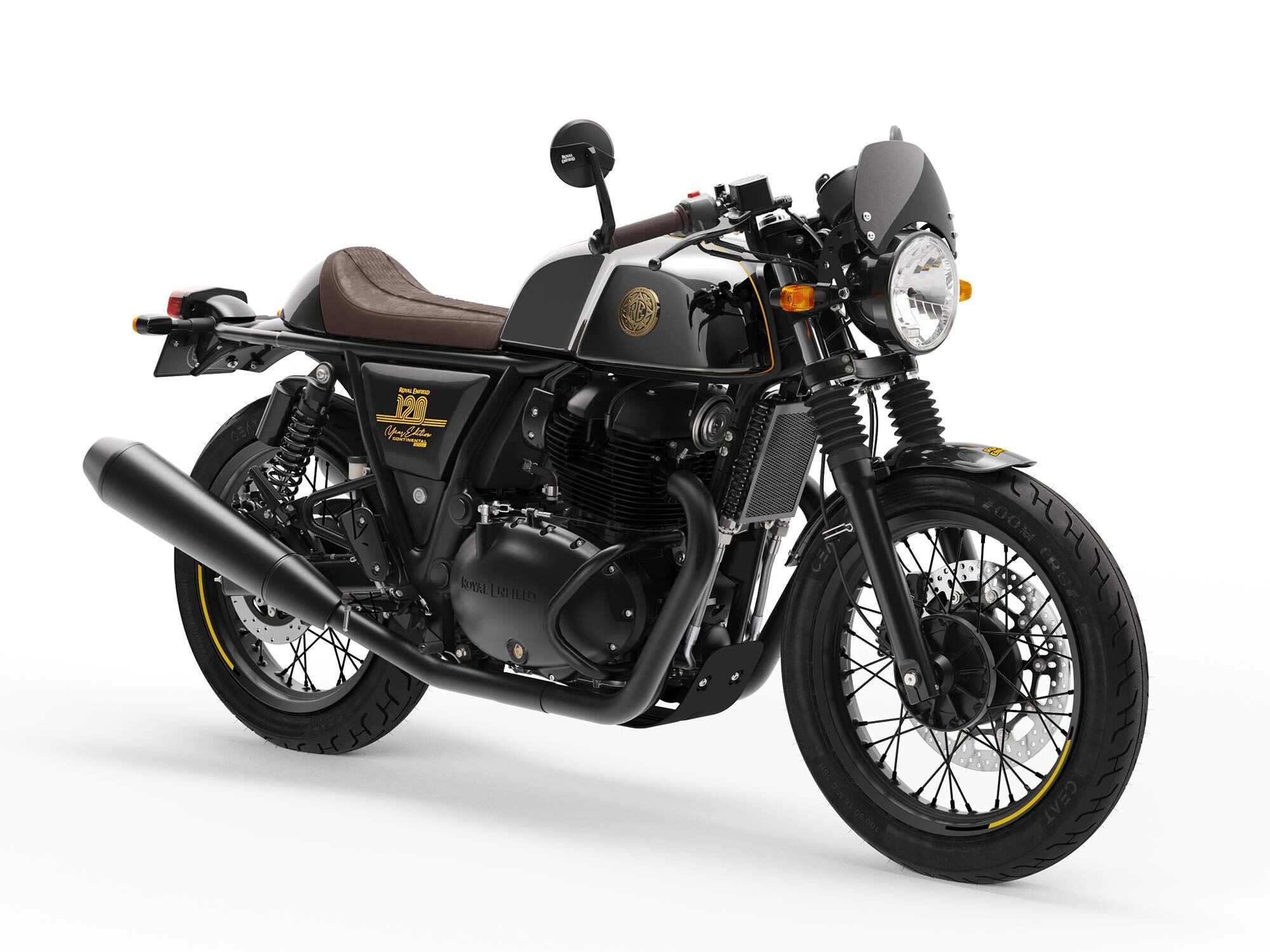 Royal Enfield’s new 120th Anniversary Edition Continental GT 650 will wear a black chrome tank developed in-house by the company.
