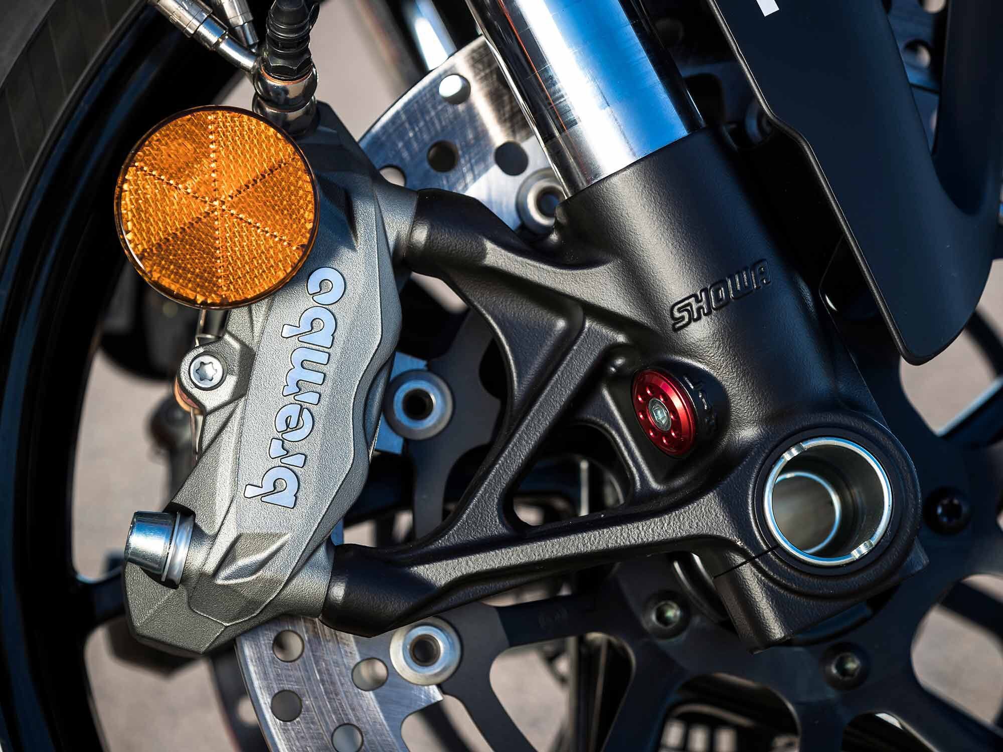 The Streetfighter V2 is stopped via the same Brembo M4.32 Monoblock brake calipers as the Panigale, but utilizes a less aggressive pad compound that hinders feel at the brake lever. Still, the brakes work well, and Ducati’s ABS Cornering EVO system is top-notch.
