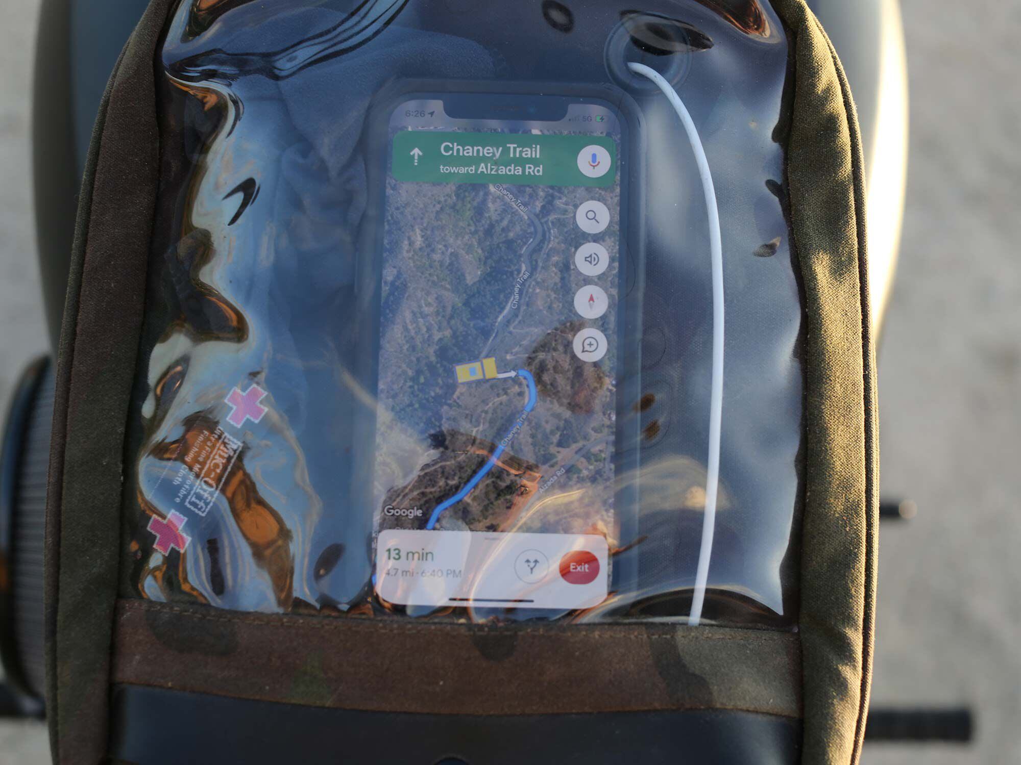 The map pocket on top of Wheelborne’s Touring Bag measures 7-3/4 inches x 8-1/2 inches.