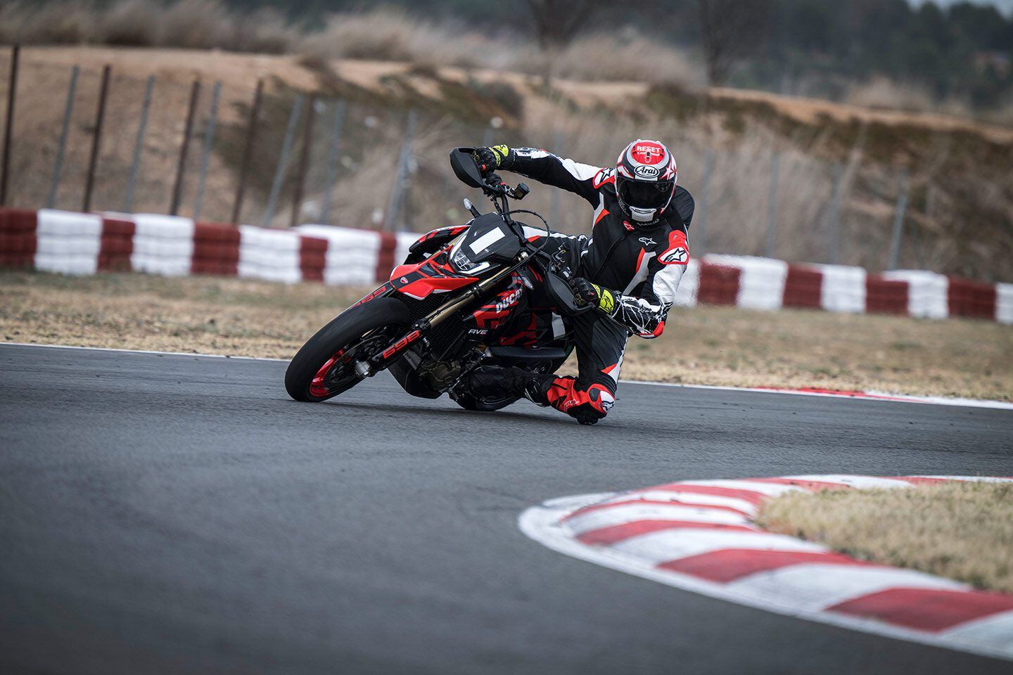 Front end feel at corner entry is great, especially when the rear suspension is stiffened up and preload is added. Otherwise, the bike can be a bit hard to get down to the apex in faster corners.