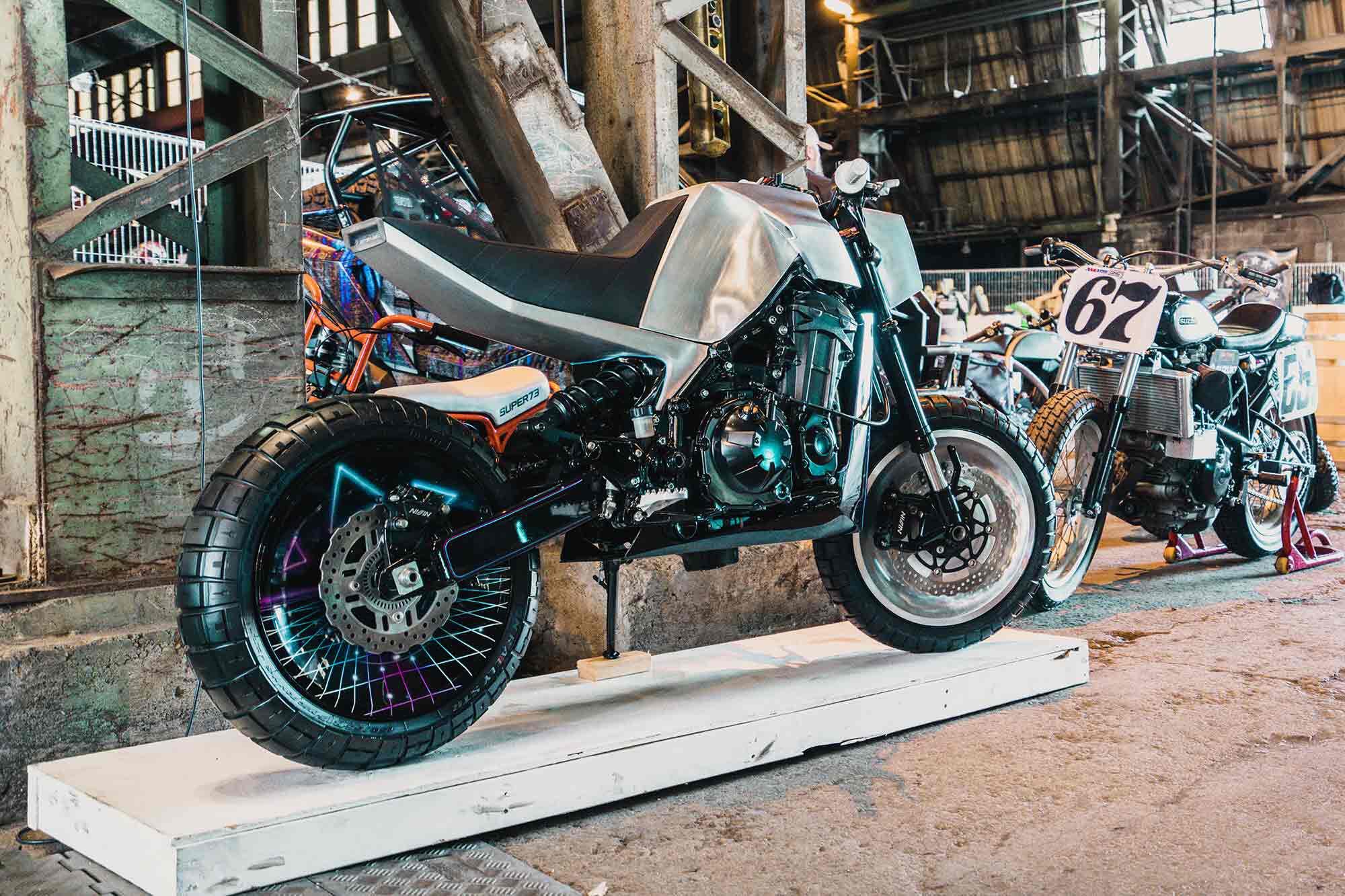Justin Boyd’s Cyberpunk Bike. Check out that rear wheel.
