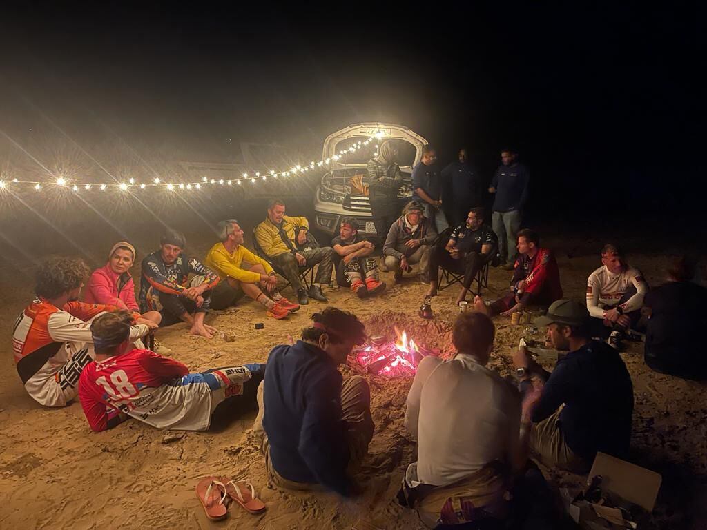 Riders spent the night in the desert unassisted by their teams. It may look like a friendly campout, but this is one of the toughest stages of the Dakar Rally.