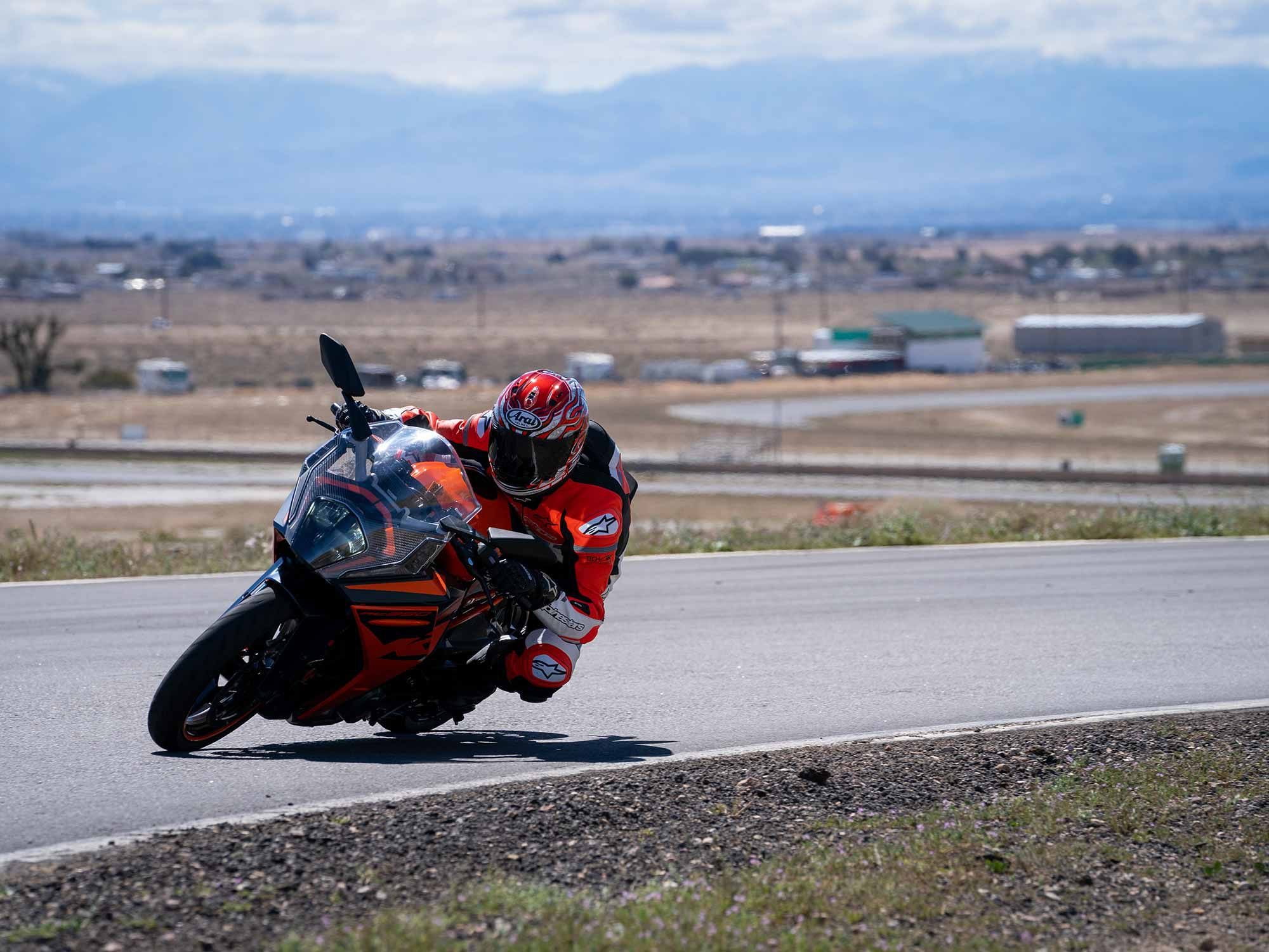 Momentum is the ally on a small-displacement sportbike. Keep the rpm up and be rewarded with quick lap times!