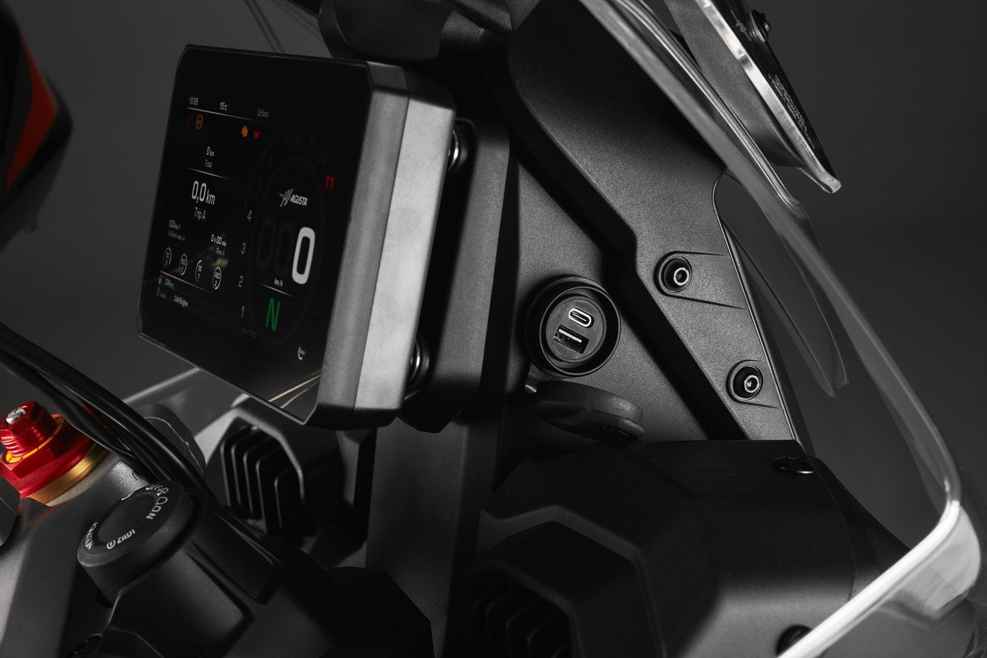 There are a pair of USB ports on the side of the dash, USB-C and standard.