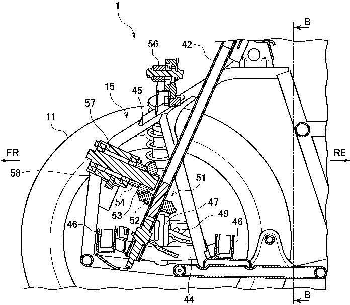 A close-up of the tilting mechanism.