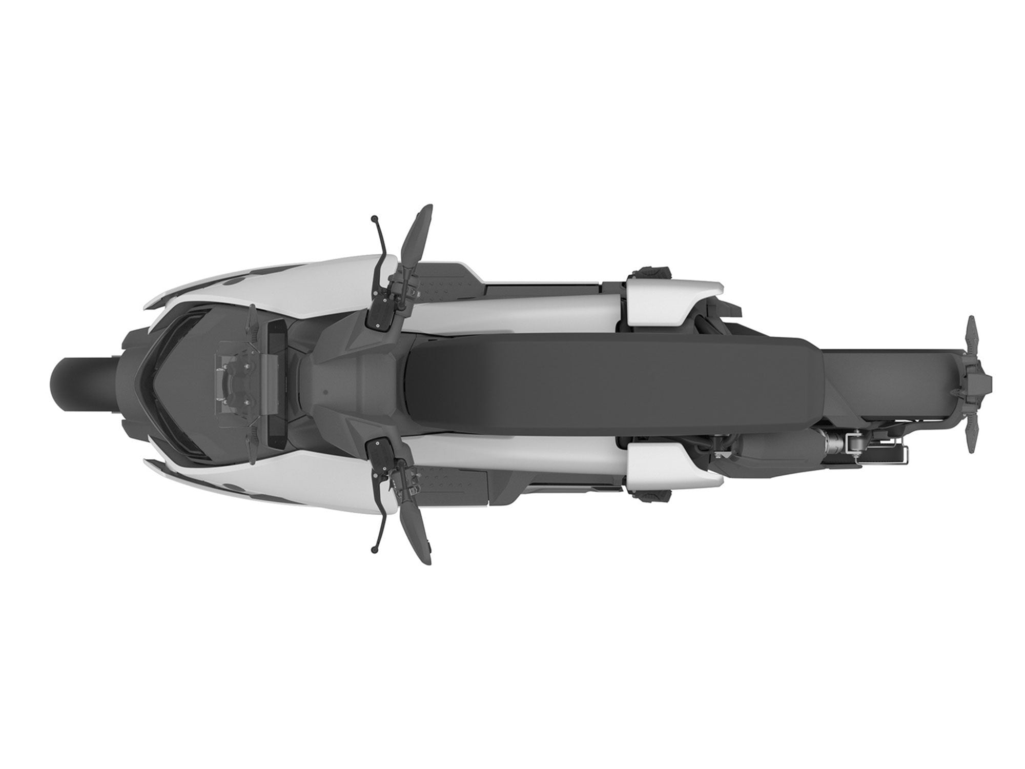 The long bench seat adopts a flat, generic profile, with no separation between pilot and pillion.