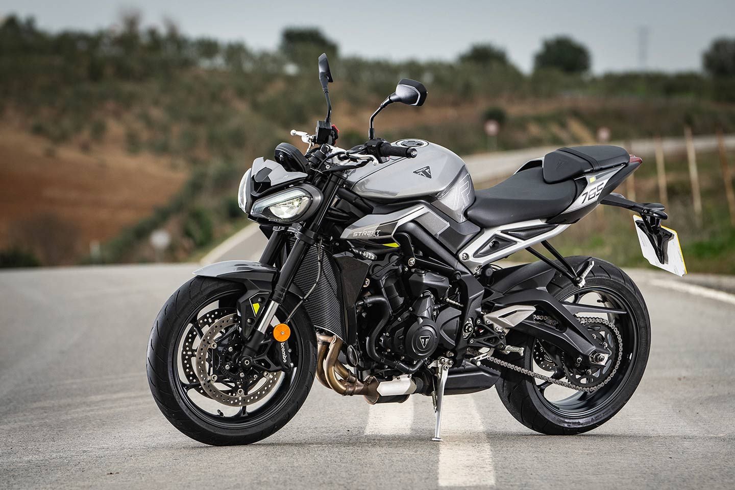 Modest updates for the Street Triple 765 R, which benefits from the same engine and styling tweaks as the RS, but makes only 2 more horsepower and 2 more pound-feet of torque than before. More advantageous are the new electronics, including cornering ABS, cornering traction control, and bidirectional quickshifter.