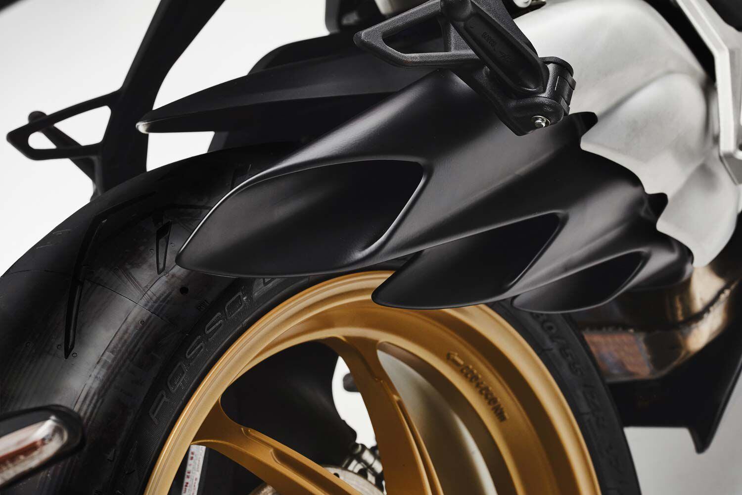The S model also comes with what MV calls a “racing kit” consisting of a tail cover, triple-exit Arrow exhaust, and an appropriately mapped ECU.