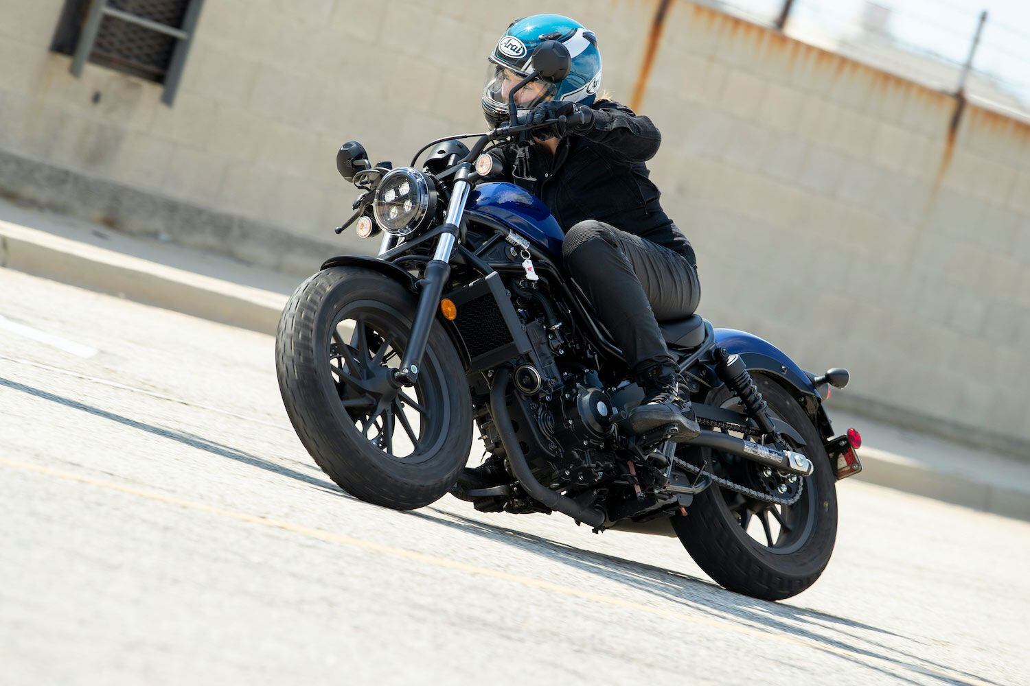 The Rebel’s low center of gravity makes it easy to tip into turns.