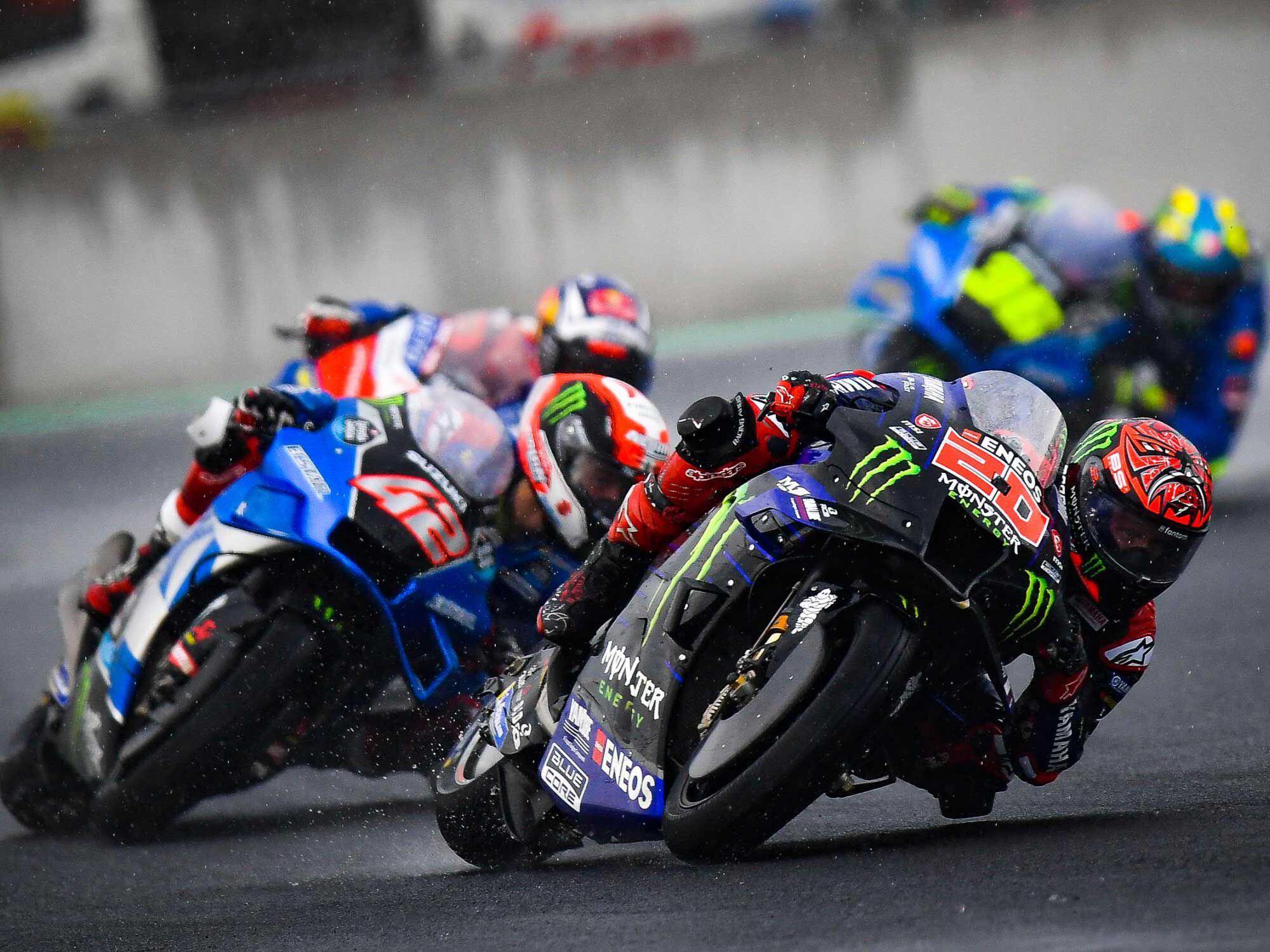 When Fabio Quartararo learned that he could push harder in the wet than he previously thought, he cut huge chunks of time off Oliveira’s lead but finished second.