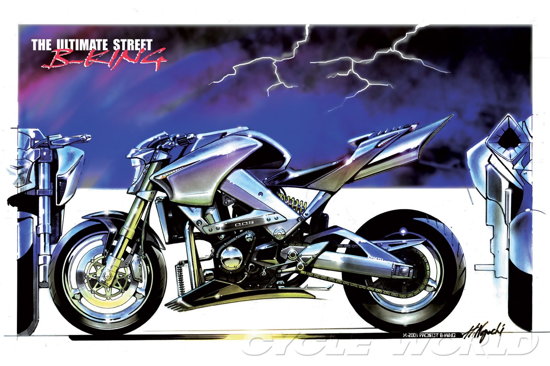 Easy to get crazy on paper? 2001 Suzuki B-King concept became production minus its supercharger.
