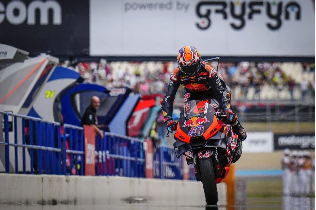 Miller celebrates with a big stoppie.