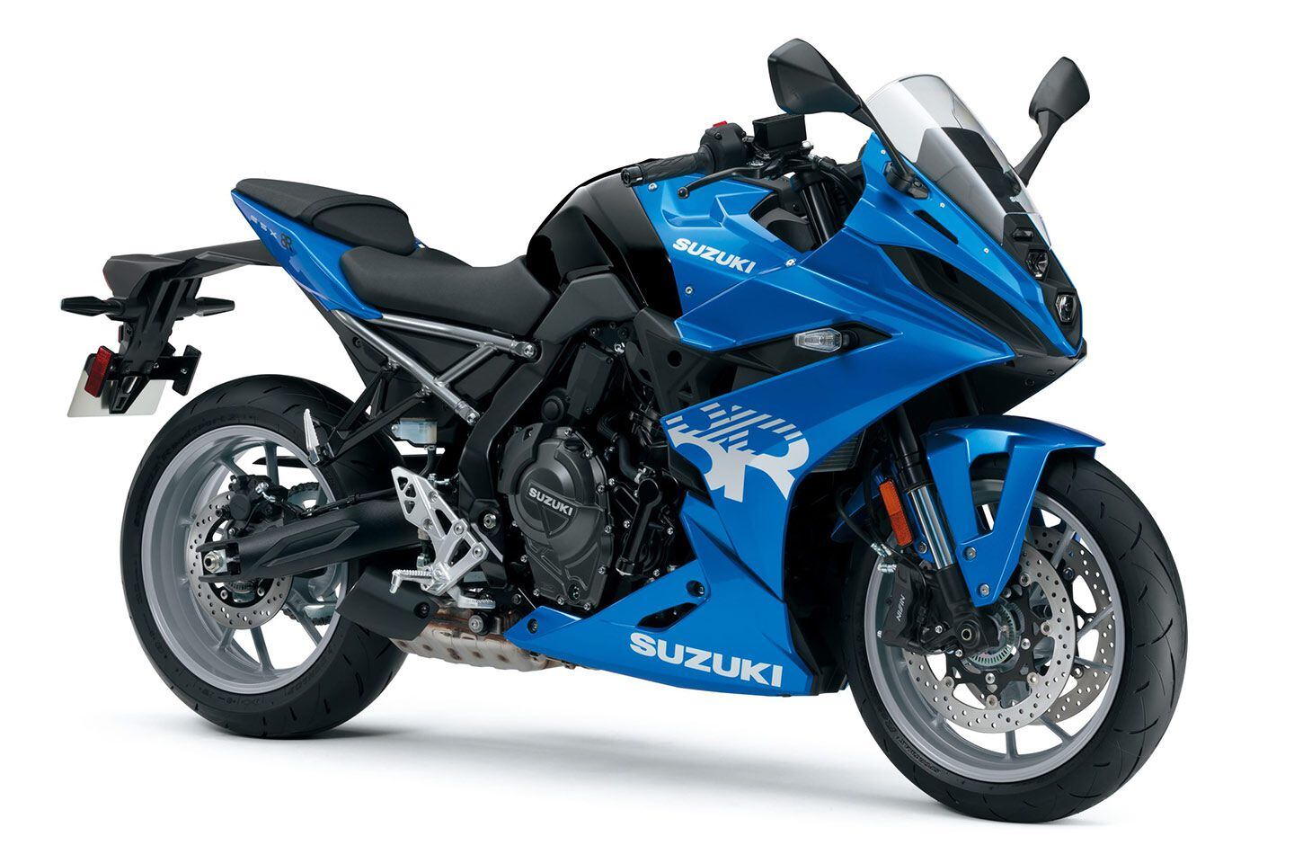 The 2024 Suzuki GSX-8R in traditional blue.