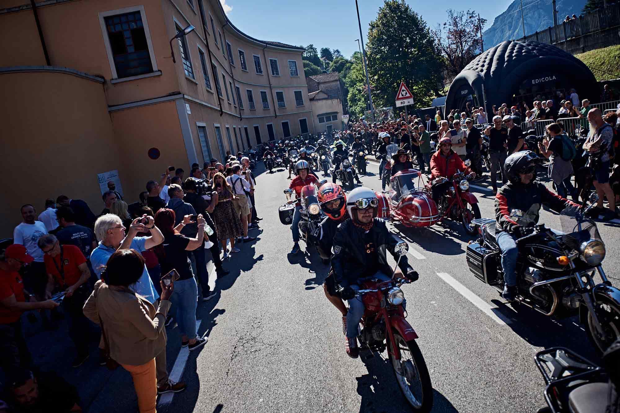To say that the Guzzisti took over the town is an understatement of considerable magnitude. “Only” the first 20,000 got into the renovated Guzzi museum. Want a hotel? You need to book it a year or more in advance.