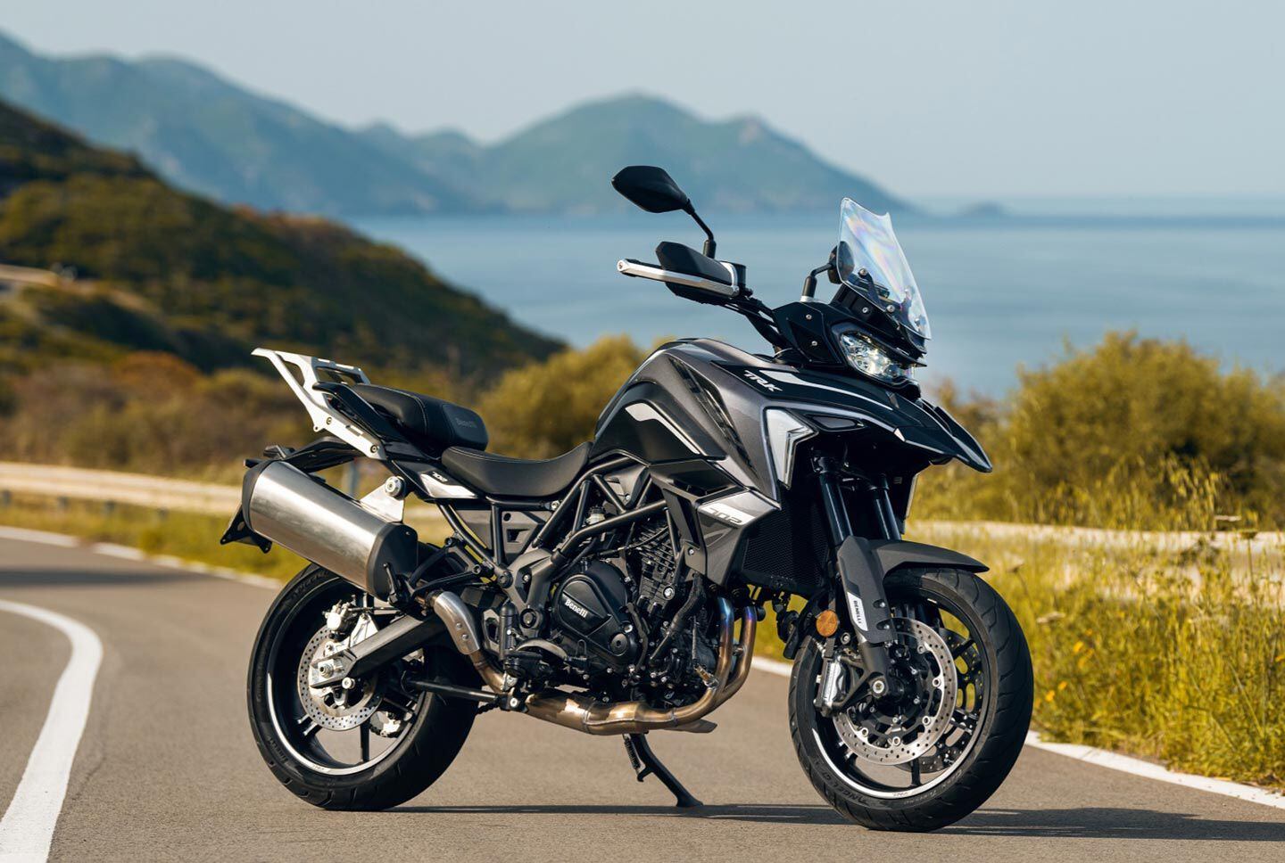 The more street-biased TRK 702 rolls on cast 17-inch wheels and has more robust front brakes than its 702X relative but is otherwise the same.