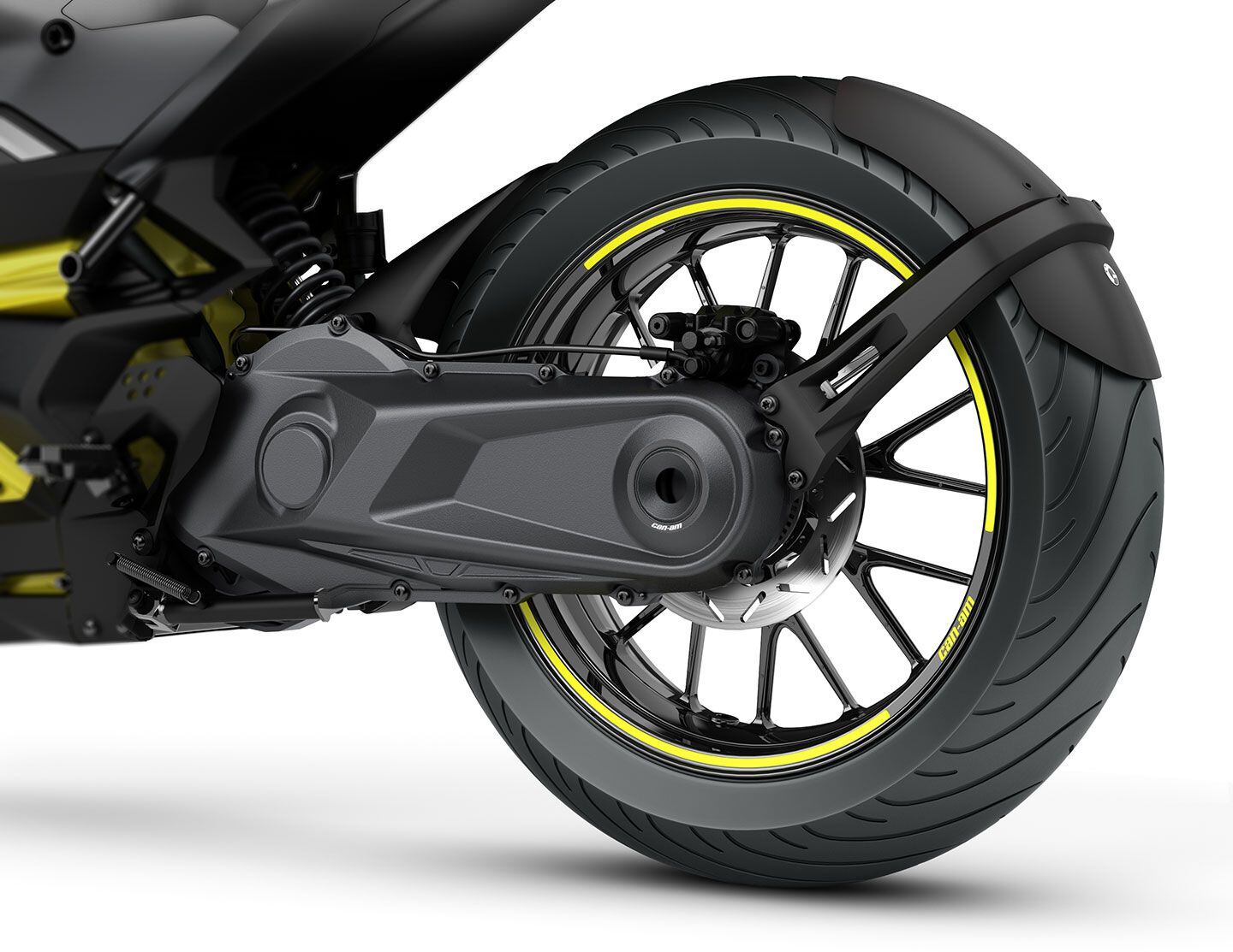 The Pulse’s swingarm/final drive.