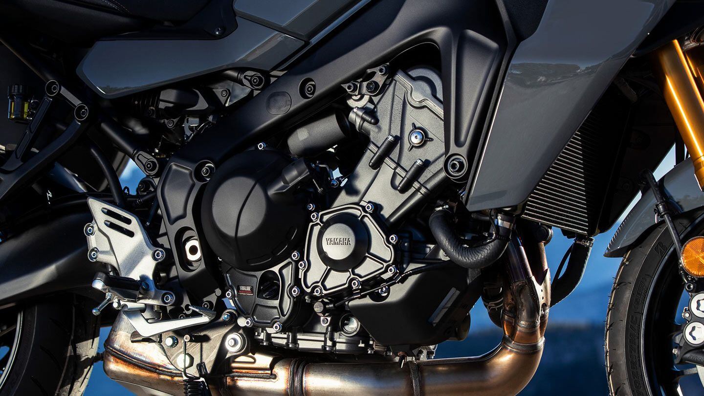 The 890cc CP3 engine and new aluminum frame shared with the MT-09 carries over to the 2024 Tracer 9 GT+ unchanged.