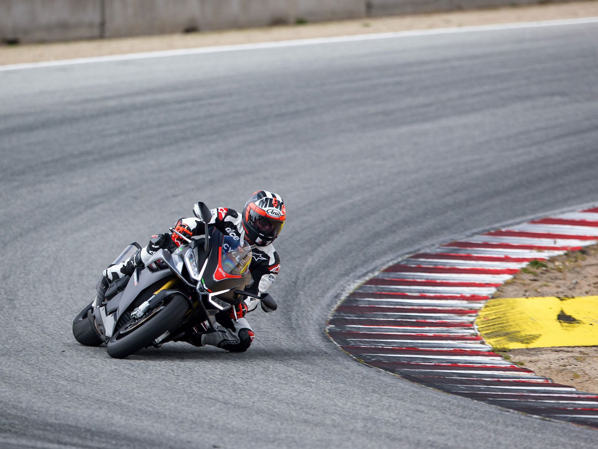 Once the right combination of rider aid settings was found, the RSV4 Factory was superb on the track.