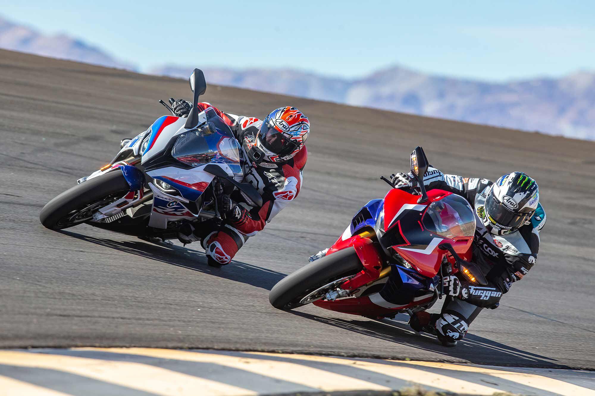 Even pros like <i>Cycle World</i>’s Road Test Editor Michael Gilbert and 19-time TT winner Michael Dunlop give each other room at a trackday.