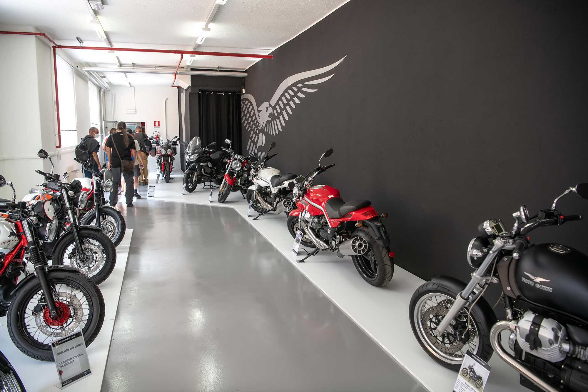 Everything in the new Guzzi museum is done beautifully, with impeccable Italian style. In this second-floor section, you’ll find bikes from 2000 to the present.