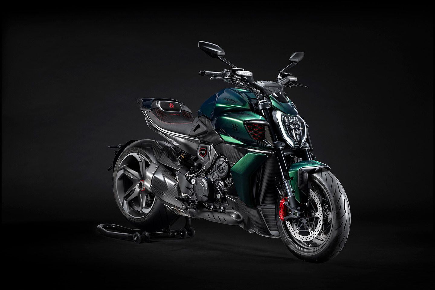 Front view of the Ducati Diavel for Bentley.